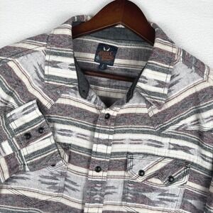 Moonshine Spirit Western Flannel Shirt Mens Large Aztec Print Snap Button Cowboy